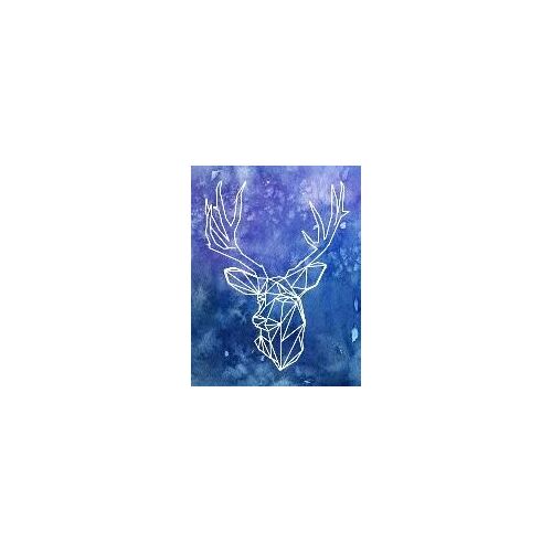 Notebook: Watercolor Geometric Deer Silhouette College Ruled Line Paper 8.5x11 Composition Note Book 100 Sheets (200 Pages)