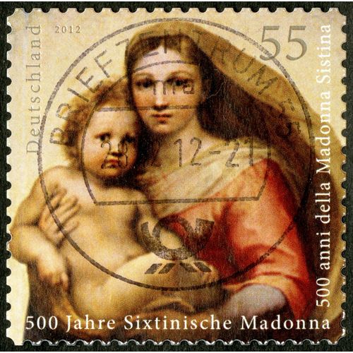 Timbre Oblitéré Deutschland, 500 Jahre Sixtinische Madonna, 2012, 55