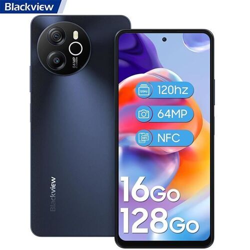 Téléphone Portable Débloqué Blackview Shark 8 16Go+128Go Android 13 6.78" 2.4K 64MP 5000mAh NFC 3 Emplacements pour cartes - Gris