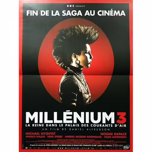 Millenium 3 - La Reine Dans Le Palais Des Courants D'air - Véritable Affiche De Cinéma Pliée - Format 40x60 Cm - De Daniel Alfredson Avec Noomi Rapace, Michael Nyqvist, Lena Endre - 2010