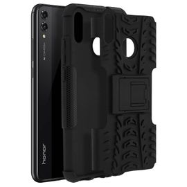 Coque Honor 8x Antichocs Silicone + Polycarbonate Support Intégré Noir