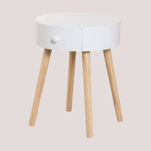 Table de chevet en bois Lamba Blanc