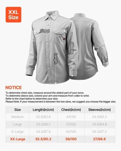 Veste de Soudage-VEVOR-taille XXL-Manteau de Protection pour Soudeur en Coton Ignifuge-avec Boutons-Pression en Métal