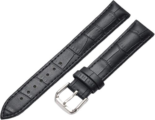 10mm Bracelet De Montre En Cuir Véritable Vintage Rétro Bracelet Montre De Grain Bande À Dégagement Rapide Pour Homme Femme - Noir