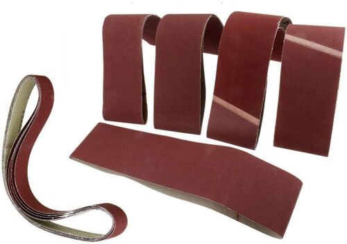 Lot de 5 bandes abrasives 50 mm x 686 mm Grain 100 pour le travail du bois, des matériaux de construction, du textile, du métal
