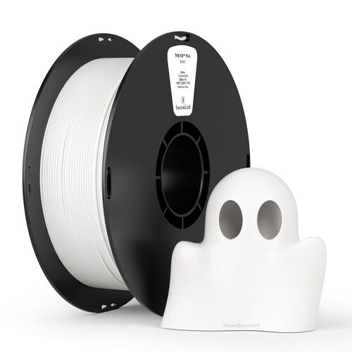PLA Filament pour Imprimante 3D 1,75 mm +/- 0,03 mm, Couleurs Vives, Haute Stabilité, Convient à la Plupart des Imprimantes FDM, Bobine de 1 kg (2,2 lbs), Blanc