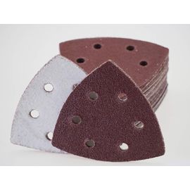 Lot de 50 triangles abrasifs pour ponceuse delta - 93 x 93 x 93 mm - 6 trous - Grain 60 - Papier de verre