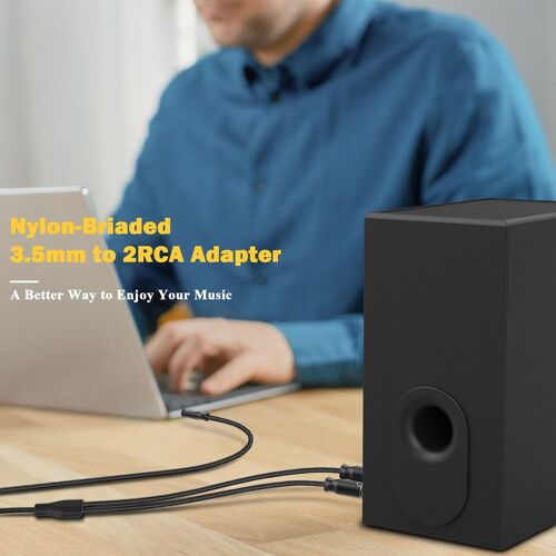 Câble RCA vers jack 3,5 aux cinch Prise 3,5 mm vers 2x prise RCA Câble stéréo pour platines, haut-parleurs, récepteurs, amplificateurs, mélangeurs, contrôleurs DJ, systèmes HiFi - 2,4 mètres