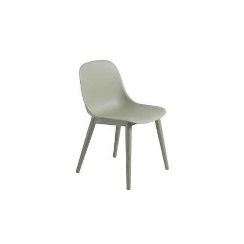 Muuto - Chaise Fiber Side - Support en bois - vert mousse - Structure vert mousse - Vert