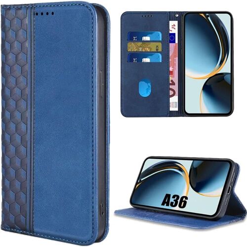 Coque Pour Samsung Galaxy A36 5g/A56 5g, Protection Cuir Pu Bleu Marine Motif Mosaïque Fermeture Magnétique - E.F.Connection