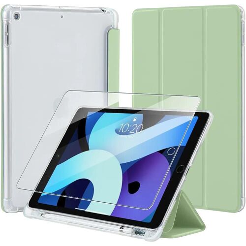 Coque + Verre Trempé Pour Ipad 10,2 Pouces (2019/2020/2021) Protection Antichoc Silicone Renforcé Avec Porte-Stylet - Vert - E.F.Connection