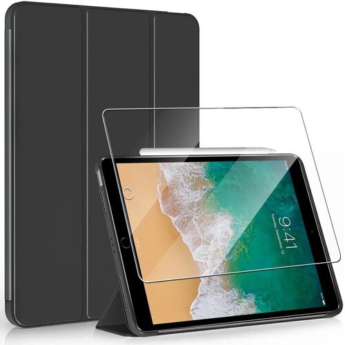 Coque + Verre Trempé Pour Ipad Air 3 10,5 Pouces / Ipad Pro 10,5 Pouces - Protection Anti-Rayures Support Veille-Réveil Auto - Noir - E.F.Connection
