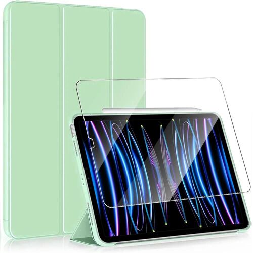 Coque + Verre Trempé Pour Ipad Pro 11 Pouces (2022/2021/2020/2018) Protection Slim Avec Fonction Support - Vert - E.F.Connection
