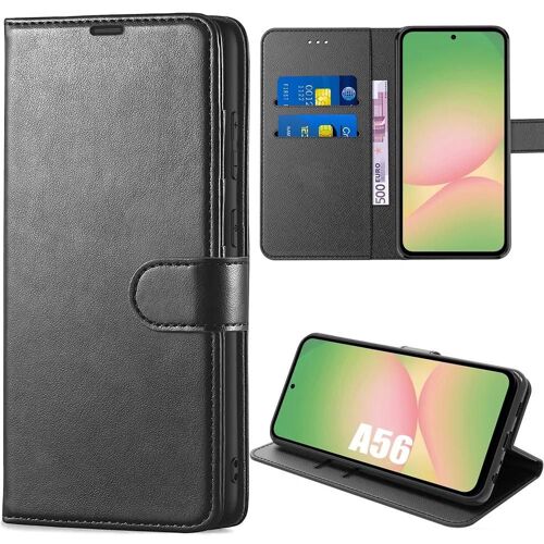 Coque Pour Samsung Galaxy A56 5g, Protection Cuir Pu Antichoc Anti-Rayures - Noir - E.F.Connection