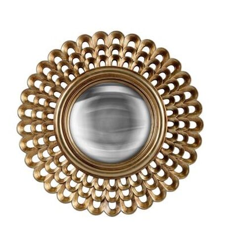Miroir rond convexe doré 28,8cm