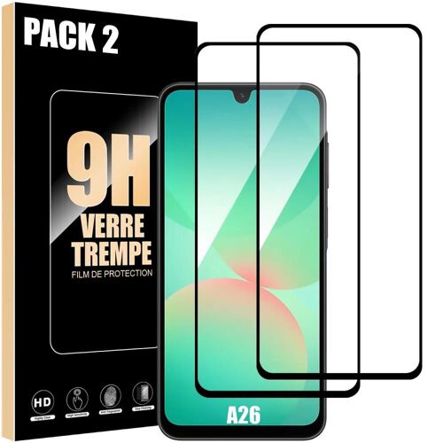 Lot-2 Verre Trempé Intégral pour Samsung Galaxy A26 5G - Vitre Protection Antichoc avec Bord Noir - E.F.Connection