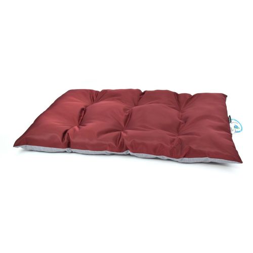 Matelas Bombé Pour Chien - Polyester - Tissus Oxford Bordeaux - Gris 55 X 90 Cm