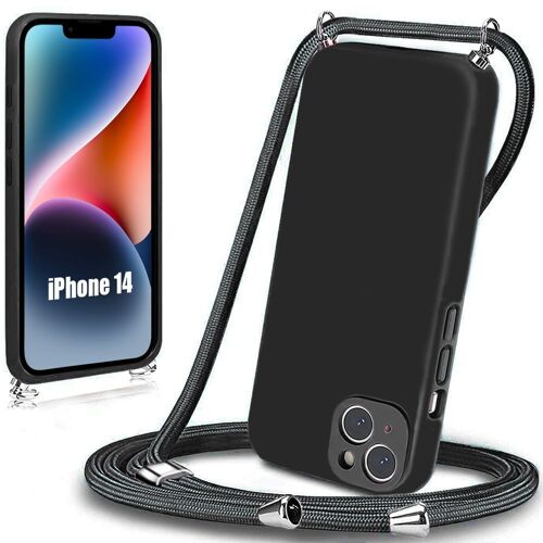 Coque Cordon Pour Iphone 14 Noir Souple Protection Anti-Rayure Silicone