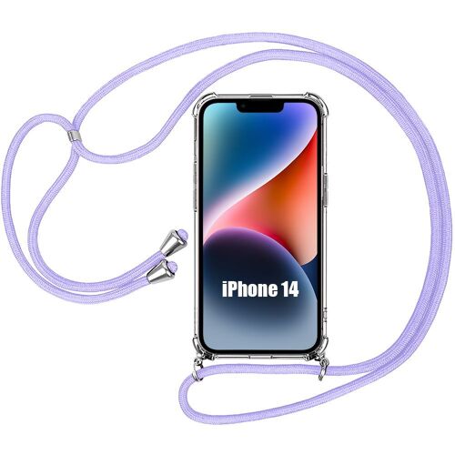 Coque Chaîne de Portable pour iPhone 14 Protection Renforcé AntiChoc avec Chaîne Violet