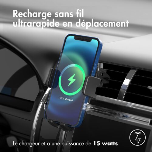 Accezz ¿Support De Téléphone Pour Voiture Chargeur Sans Fil Grille D'aération Noir