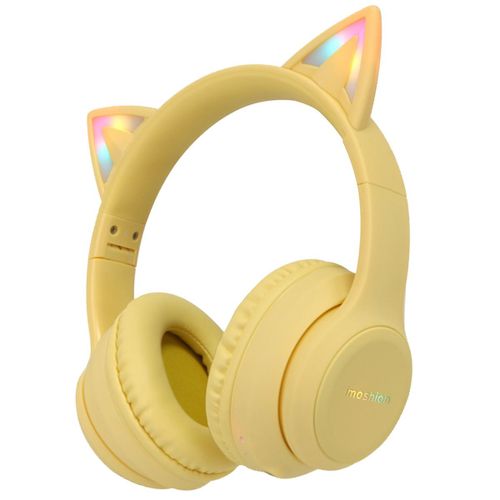 iMoshion Casque pour enfants Bluetooth LED oreilles de chat Jaune