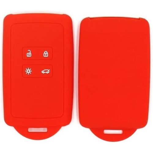 Coque De Clé Compatible Avec Renault Clio V, Mégane Iv, Grand Scenic Iv, Scenic Iv, Kadjar, Captur, Koleos Ii, Dacia Duster (2018>) - Silicone Doux - Porte-Clés - Protection Télécommande Auto (Rouge)