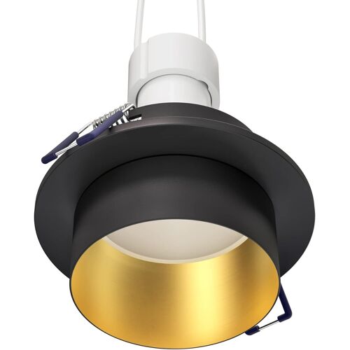Cadre de plafond KRON, rond, noir/or mat, incl. GU10 LED 500lm, blanc chaud, variateur à 3 positions