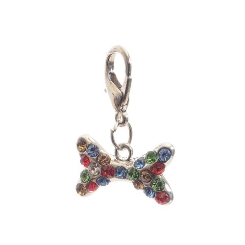 Médaillon En Forme D'os - Strass Multicolore 3 X 2,5 Cm