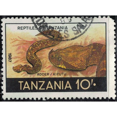 Tanzanie 1987 Oblitéré Used Reptile Bitis Arietans Vipère Heurtante Serpent Y&t Tz 327 Su