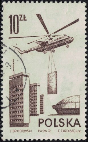 Pologne 1976 Oblitéré Used Mil Mi-6 Hélicoptère De Transport Lourd Y&t Pl Pa56 Su