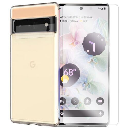 Protection Intégrale Verre Trempé Google Pixel 6 Pro 5g 6.7"+Verre Trempé Caméra Arrière+Coque Souple Silicone Transparente-Visiodirect