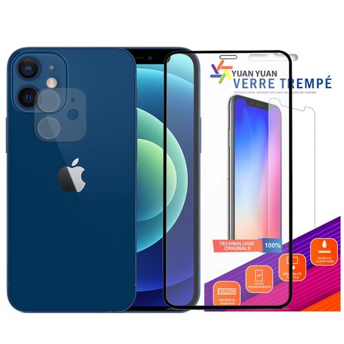 Verre Trempé Pour Iphone 12 Mini + Verre Trempé Camera Arrière Protecteur - 9h Film Protection En Verre Trempé - Visiodirect -
