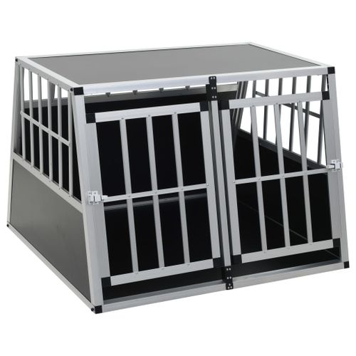 Cage Pour Chien À Double Porte 94 X 88 X 69 Cm Aluminium Et Mdf Noir Helloshop26 02_0000064