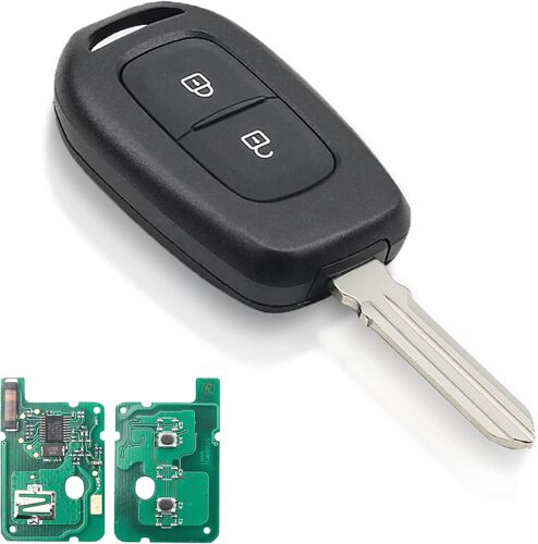 Coque De Clé Télécommande De Voiture 2 Boutons Pour Ren-Ault Dacia Dokker Clio 4 Sandero Lodgy Duster Trafic Master 3 Boitier Cléf À Distance Avec 433mhz 4a Pcf7961m Puce Hu136 Lame
