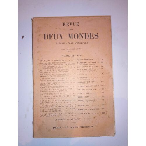 Revue Des Deux Mondes 1 Janvier 1933