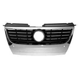 Grille Radiateur Centrale Pour Volkswagen Passat B6 2005-2010, Profils Noirs, Trous Radar, Neuve