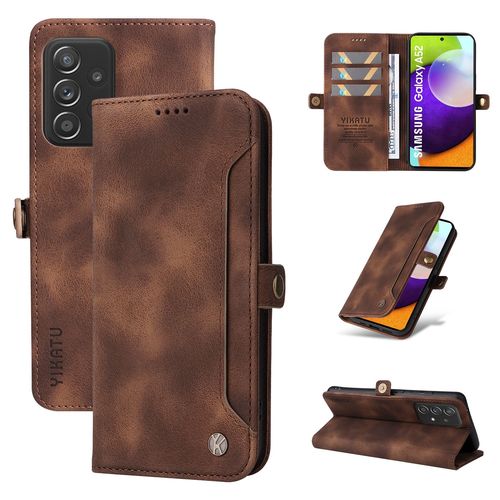 Coque Samsung Galaxy A52 4g,Etui A Rabat Pour Samsung Galaxy A52 4g,Etui Portefeuille 4 Emplacements Pour Cartes,1 Money Pocket,Coque Pour Samsung Galaxy A52 4g,Marron
