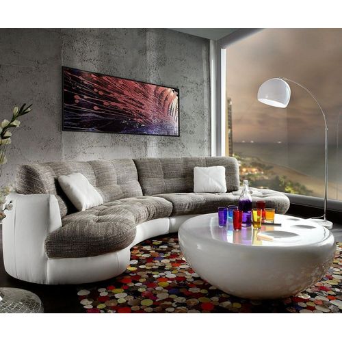 Canapé Napoli Gris Clair Blanc 300x95cm Canapé Rond Avec Coussin