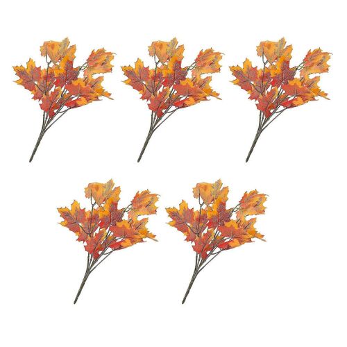 Feuilles d'érable artificielles Branches Feuilles d'automne 5 paquets Décorations d'automne Extérieur Verdure résistante aux UV Arbustes Plantes Artificiel Intérieur Extérieur Hangin