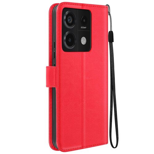 Étui folio pour Redmi Note 13 Pro 5G avec rabat multifonction, Rouge