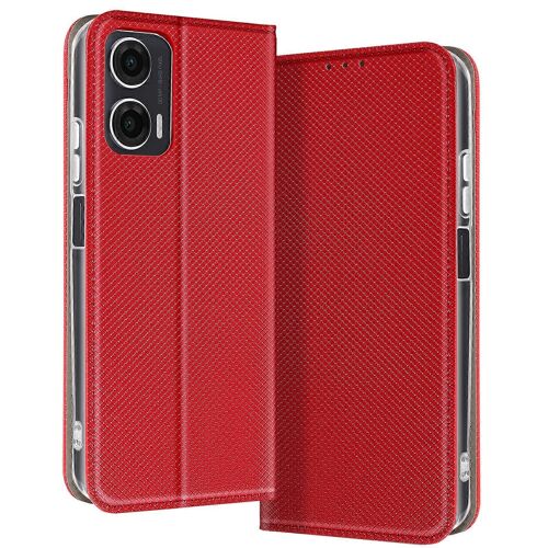 Étui pour porte-cartes à clapet Motorola Moto G35 et support vidéo, rouge