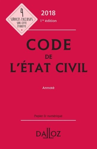 Code De L'état Civil Annoté - Edition 2018