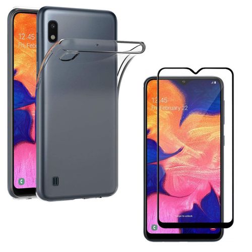 Coque Pour Samsung Galaxy A10 Et Verre Trempe Integral Bord Noir Film Protection Ecran [Phonillico©]