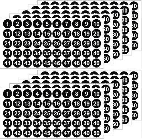 500pcs 1 À 50 Autocollants Numériques - Étiquettes Imperméables En Vinyle