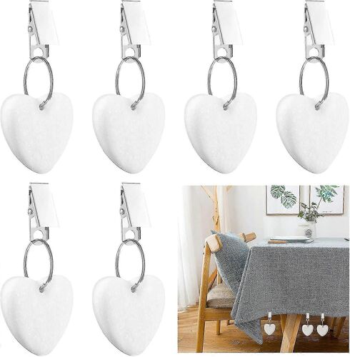 Pince À Poids De Nappe 6 Pièces (Blanc), Poids De Nappe Pierre En Forme De Coeur