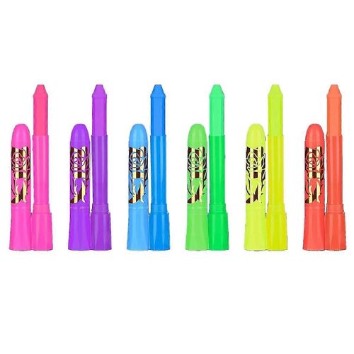 Pack De 12 Ensemble Glow In The Dark Face Body Paint Neon Uv Fluorescent Crayon Peinture Bâton Kit De Maquillage Pour