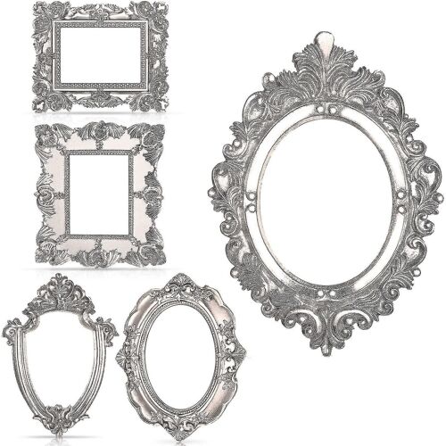 5pcs Vintage Resin Frame Flower Oval Rectangle Frame, Tabletop Jewelry Display Frame Pour Photograph