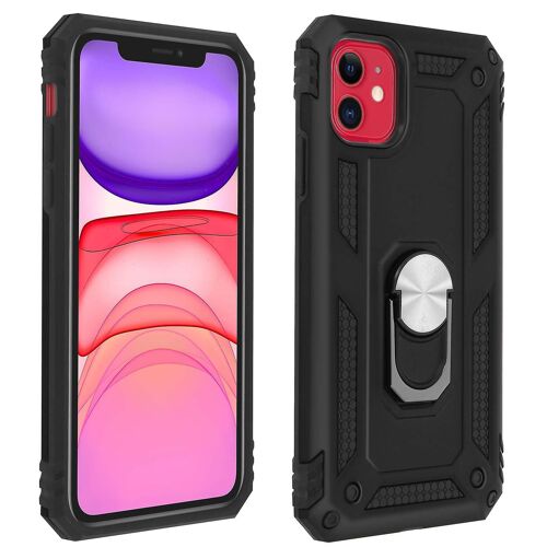 Coque Apple iPhone 11 Antichoc bi-matières Bague Support Vidéo noir