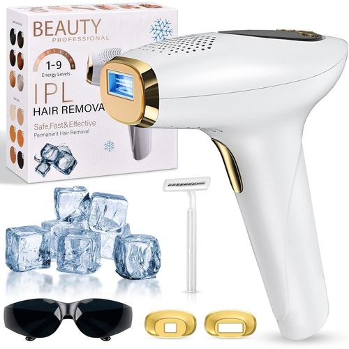 Épilateurs À Lumière Pulsée, Épilation Au Laser Ipl Avec Fonction De Refroidissement, 9 Vitesses Et 3 Fonctions Hr/Sc/Ra, Appareil D'épilation Pour Hommes, Femmes, Corps, Aisselles (Blanc)