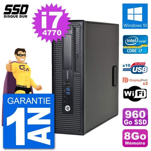 PC HP EliteDesk 800 G1 Core i7-4770 RAM 8Go SSD 960Go Windows 10 Wifi